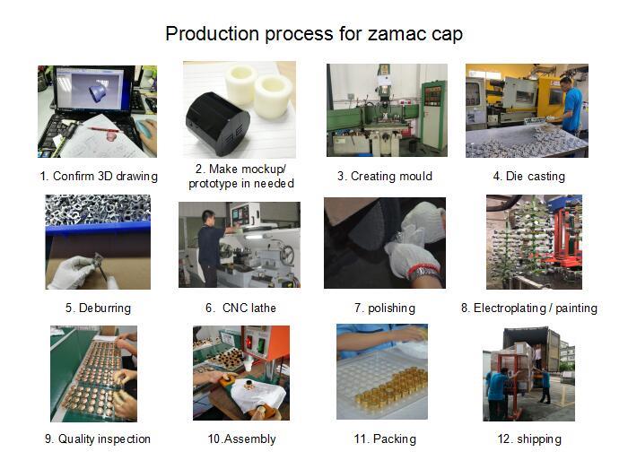 Production process for zamac perfume cap Production process for zamac perfume cap