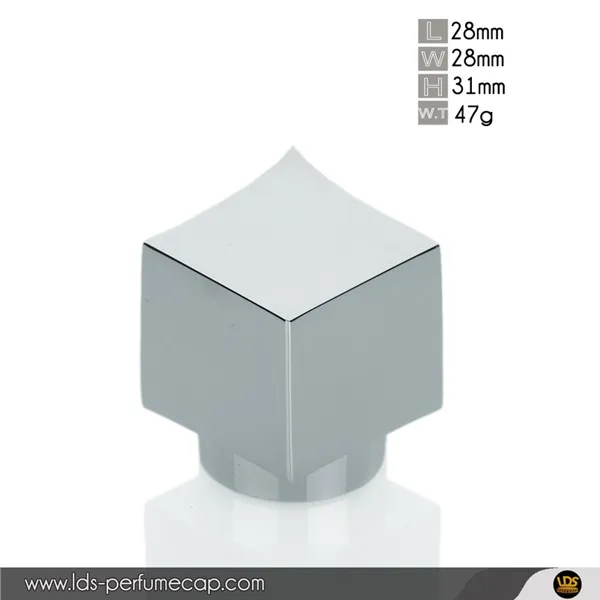 Silver Square Shape Zamac Perfume Cap